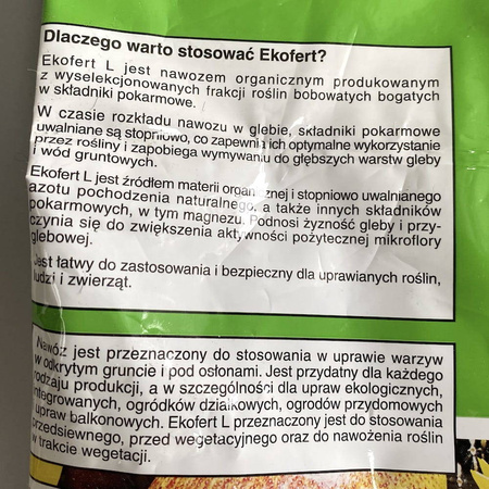 Zielony nawóz organiczny – do pomidorów, ogórków, papryki i cukinii – 4 kg Ekofert L