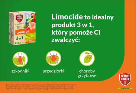 Limocide 3w1 na przędziorki, mszyce, skoczki – zwalcza szarą pleśń, rdzę i mączniaka  – 50 ml Protect Garden