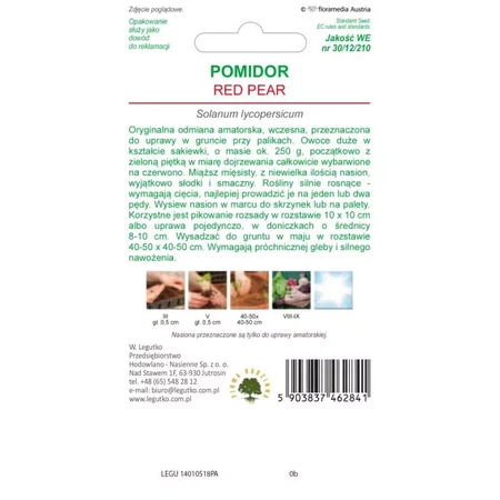 Pomidor Gruntowy 'Red Pear' – 0,5 g Legutko