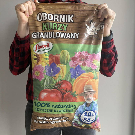 Obornik kurzy granulowany– nawóz do warzyw, owoców, trawników i roślin ozdobnych – 10 l Florovit