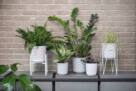 Osłonka Doniczka Ø140 mm Aztek – Biała – Lamela