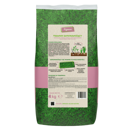 Trawnik samonawożący – nasiona traw z mikrokoniczyną 4 kg Vegano