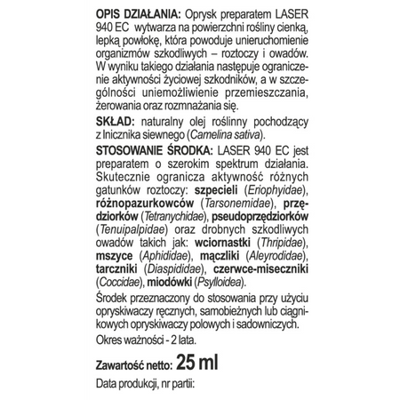 Laser 940 EC na szkodniki w warzywach i roślinach ozdobnych – 25 ml Sumin