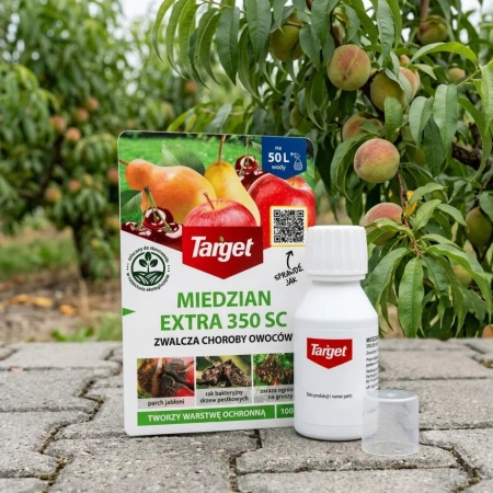  Miedzian Extra 350 SC do jabłoni, gruszy, wiśni i czereśni – parch jabłoni, zaraz ogniowa i rak bakteryjny – 100 ml Target