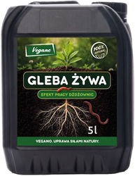 Gleba Żywa (efekt pracy dżdżownic) wermikompost w płynie do warzyw, owoców, trawnika i roślin ozdobnych – 5 l Vegano