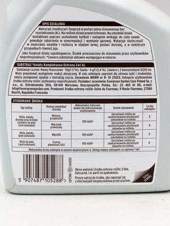 Kompleksowa Ochrona Spray na szkodniki i choroby – czarna plamistość róża, rdza, mączniak, mszyce, przędziorki, mączliki –  800 ml Substral