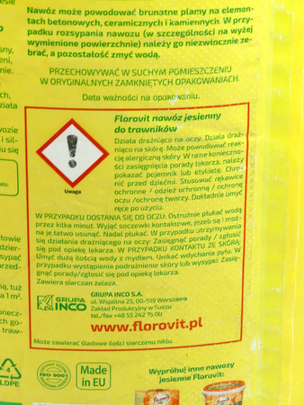 Nawóz jesienny do trawników – niska zawartość azotu – 25 kg Florovit