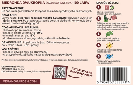 Mszyca Stoper - 100 larw biedronki dwukropki – na 5 roślin lub 5 m²