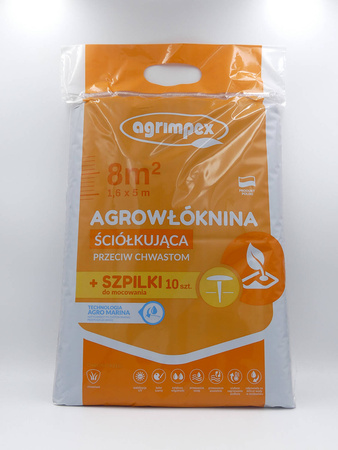 Agrowłóknina Ściółkująca Przeciw Chwastom + Szpilki – 1,6x5 m Agrimpex