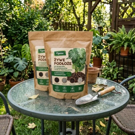 Żywe podłoże do monstery, filodendronów i roślin tropikalnych z dodatkiem Wermihumusu Vegano - 10 l (2 x 5 l)