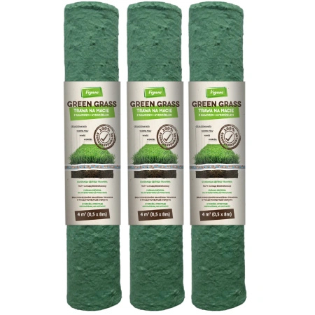 GreenGrass trawa na macie (rolka) z nawozem i hydrożelem 3 x 0,5 x 8 m (12 m²) Vegano