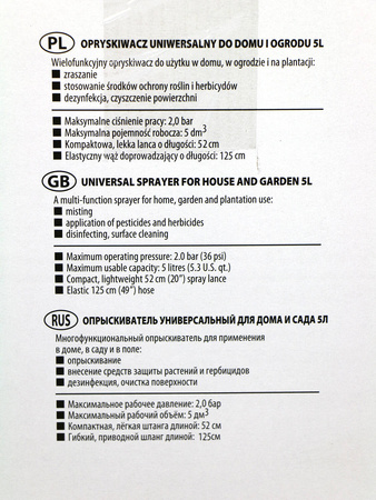 Opryskiwacz Ciśnieniowy z Długą Lancą – 5 litrów Greenmill