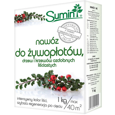 Nawóz do żywopłotów, drzew i krzewów ozdobnych – 1 kg Sumin