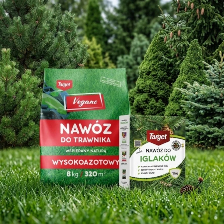 Wysokoazotowy nawóz Vegano 8 kg + nawóz do iglaków Target 1 kg (ZESTAW)