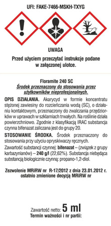 Floramite 240 SC – Zwalcza Przędziorki – 5 ml Sumin
