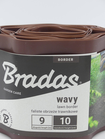 Obrzeże Trawnikowe Faliste BRĄZOWE – 10 cm x 9 m Bradas