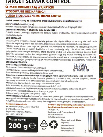 Ślimak Control – Naturalny Granulat Na Ślimaki – 200 g Target