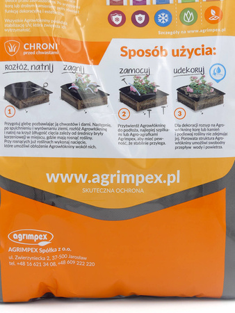 Agrowłóknina Ściółkująca Przeciw Chwastom + Szpilki – 1,6x10 m Agrimpex