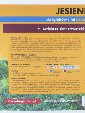Nawóz jesienny do tui – zapobiega brązowieniu igieł i zwiększa zimotrwałość tui – 4 kg Target