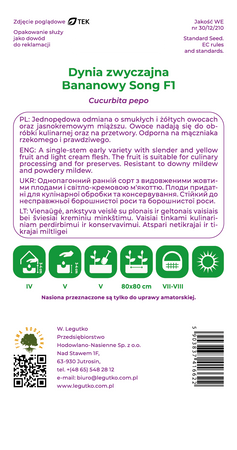 Cukinia 'Bananowy Song' F1 – 2 g Legutko