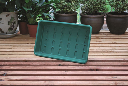 Zestaw Duża taca ogrodowa zielona bez otworów G132G + duża pokrywka z wysoką kopułą G137 Garland