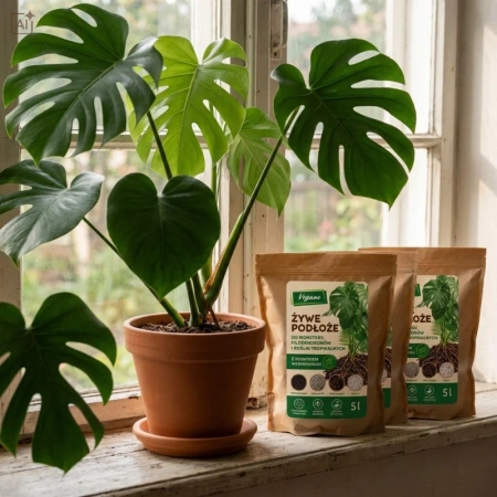 Żywe podłoże do monstery, filodendronów i roślin tropikalnych z dodatkiem Wermihumusu Vegano - 15 l (3 x 5 l)
