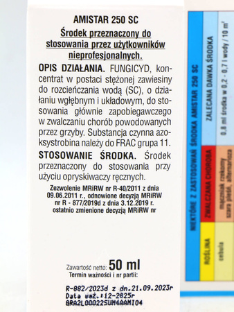 Amistar 250 SC Zwalcza Mączniaki, Szarą Pleśń i Czerń Krzyżowych – 50 ml Sumin