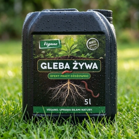 Gleba Żywa (efekt pracy dżdżownic) wermikompost w płynie do warzyw, owoców, trawnika i roślin ozdobnych – 10 l Vegano