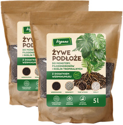 Żywe podłoże do monstery, filodendronów i roślin tropikalnych z dodatkiem Wermihumusu Vegano - 10 l (2 x 5 l)