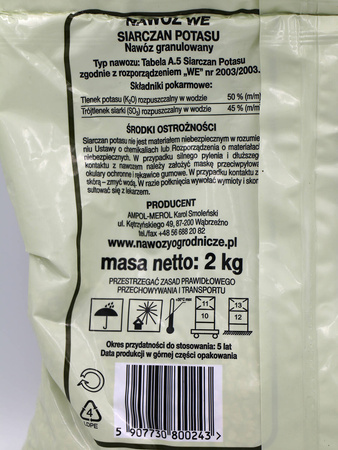 Siarczan potasu – nawóz granulowany warzyw, drzew i krzewów owocowych – 2 kg Ogród Start