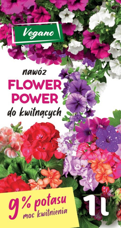 Nawóz do roślin kwitnących z potasem - surfinii, pelargonii, begonii, fuksji - 2 x 1000 ml Flower Power Vegano