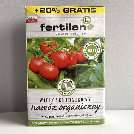 Nawóz naturalny z wełną owczą do pomidorów, ogórków i innych warzyw – 1,2 kg Fertilan L
