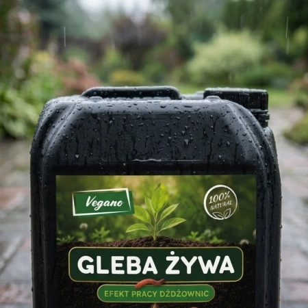 Gleba Żywa (efekt pracy dżdżownic) wermikompost w płynie do warzyw, owoców, trawnika i roślin ozdobnych – 5 l Vegano