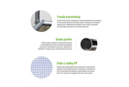 Tunel Foliowy 300x600 cm (18 m2) biały