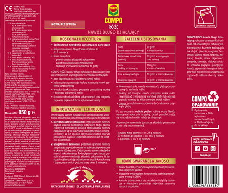 Nawóz do róż w gruncie i w donicach – długo działający – 850 g Compo