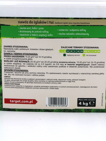 Nawóz do iglaków i tui z mączką bazaltową – zwiększa odporność roślin – 4 kg Target