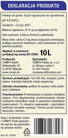 Bio Aqua Depot ziemia uniwersalna – do roślin w domu, ogrodzie i na balkonie – 10 l Compo