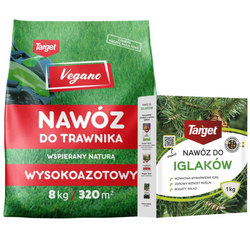 Wysokoazotowy nawóz Vegano 8 kg + nawóz do iglaków Target 1 kg (ZESTAW)
