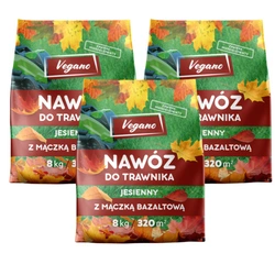Jesienny nawóz do trawnika z mączką bazaltową – 24 kg (3x8 kg) Vegano