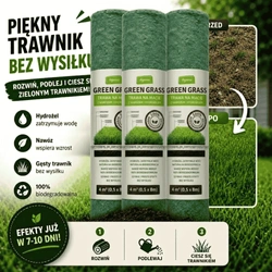 GreenGrass trawa na macie (rolka) z nawozem i hydrożelem 3 x 0,5 x 8 m (12 m²) Vegano