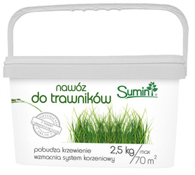 Nawóz do trawników wspiera rozwój systemu korzeniowego – 2,5 kg Sumin