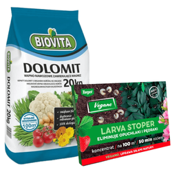 Larva Stoper – Zwalcza Pędraki i Opuchlaki – 50 mln Vegano + Dolomit 20 kg (ZESTAW)