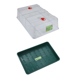 Zestaw: Pokrywka do tacy wysiewowej XL+ Taca do wysiewu XL  bez otworów – zielona – 58x40,5 cm - Garland