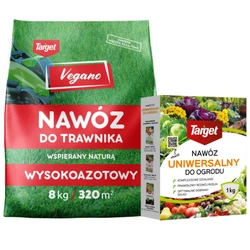 Wysokoazotowy nawóz Vegano 8 kg + nawóz uniwersalny do ogrodu Target 1 kg (ZESTAW)