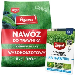 Nawóz wysokoazotowy 8 kg Vegano + Chwastox Complex 100 ml (ZESTAW)