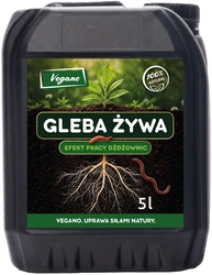 Gleba Żywa (efekt pracy dżdżownic) wermikompost w płynie do warzyw, owoców, trawnika i roślin ozdobnych – 5 l Vegano
