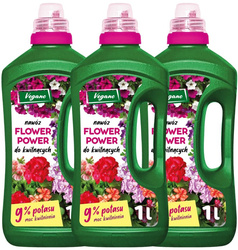 Nawóz do roślin kwitnących z potasem - surfinii, pelargonii, begonii, fuksji – 3 x 1000 ml Flower Power Vegano