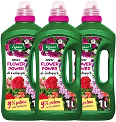 Nawóz do roślin kwitnących z potasem - surfinii, pelargonii, begonii, fuksji – 3 x 1000 ml Flower Power Vegano