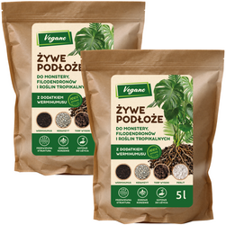 Żywe podłoże do monstery, filodendronów i roślin tropikalnych z dodatkiem Wermihumusu Vegano - 10 l (2 x 5 l)