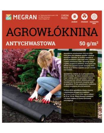 Agrowłóknina Antychwastowa 50 g/m2 – Czarna – 1,6 x 5 m